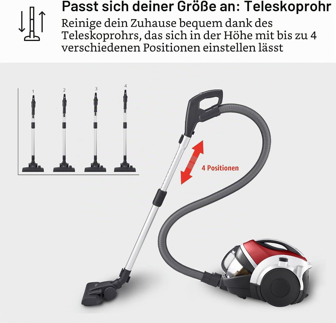 LG VK8506NHAG Beutelloser Staubsauger, 650 W, Kompressor-System, Turbo-Zyklon-System, Teleskop-Staub