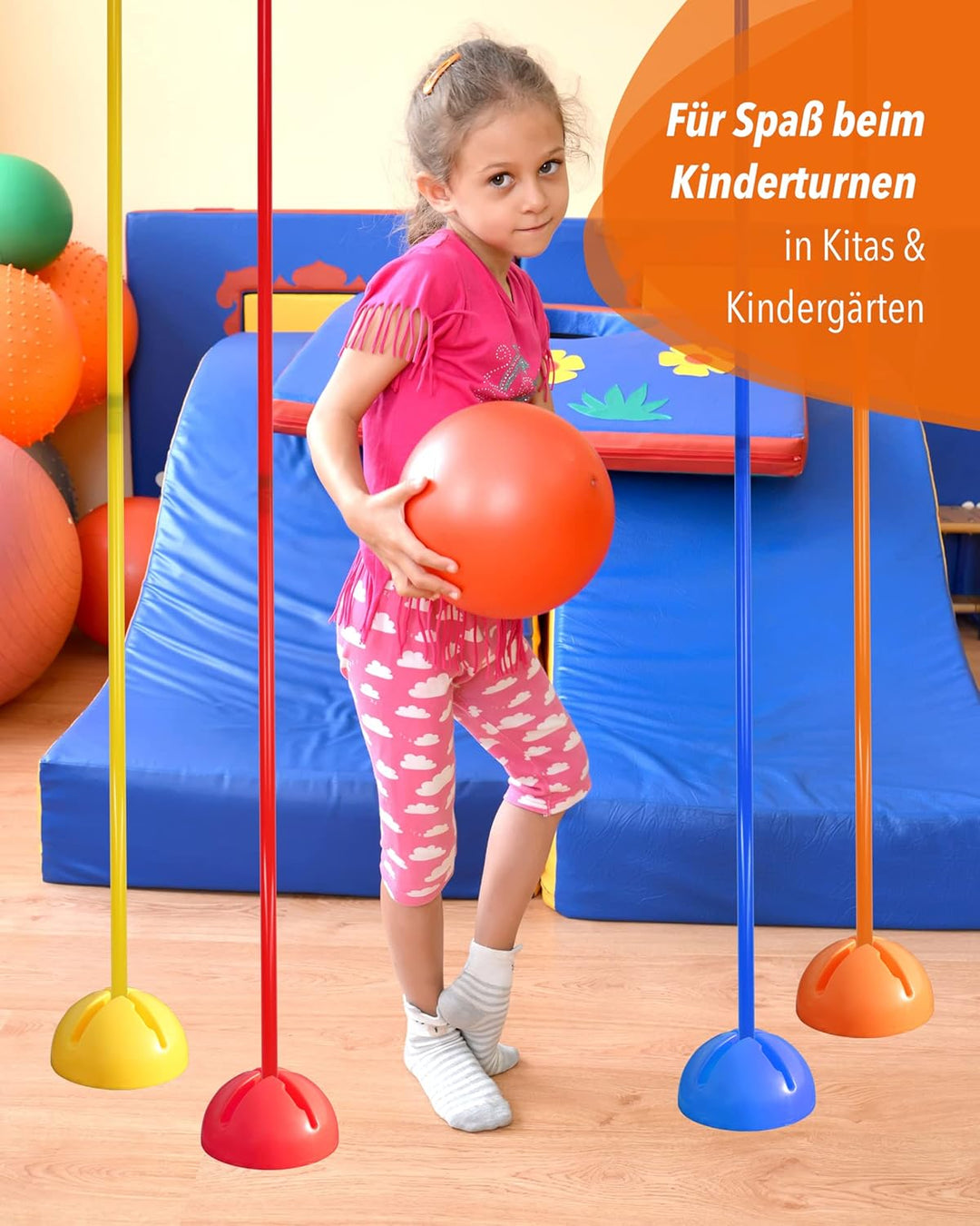 Kombi-X-Standfuss aus Kunststoff & Slalomstange 180 cm – 4er Set – befüllbarer Standfuss – Stange fü