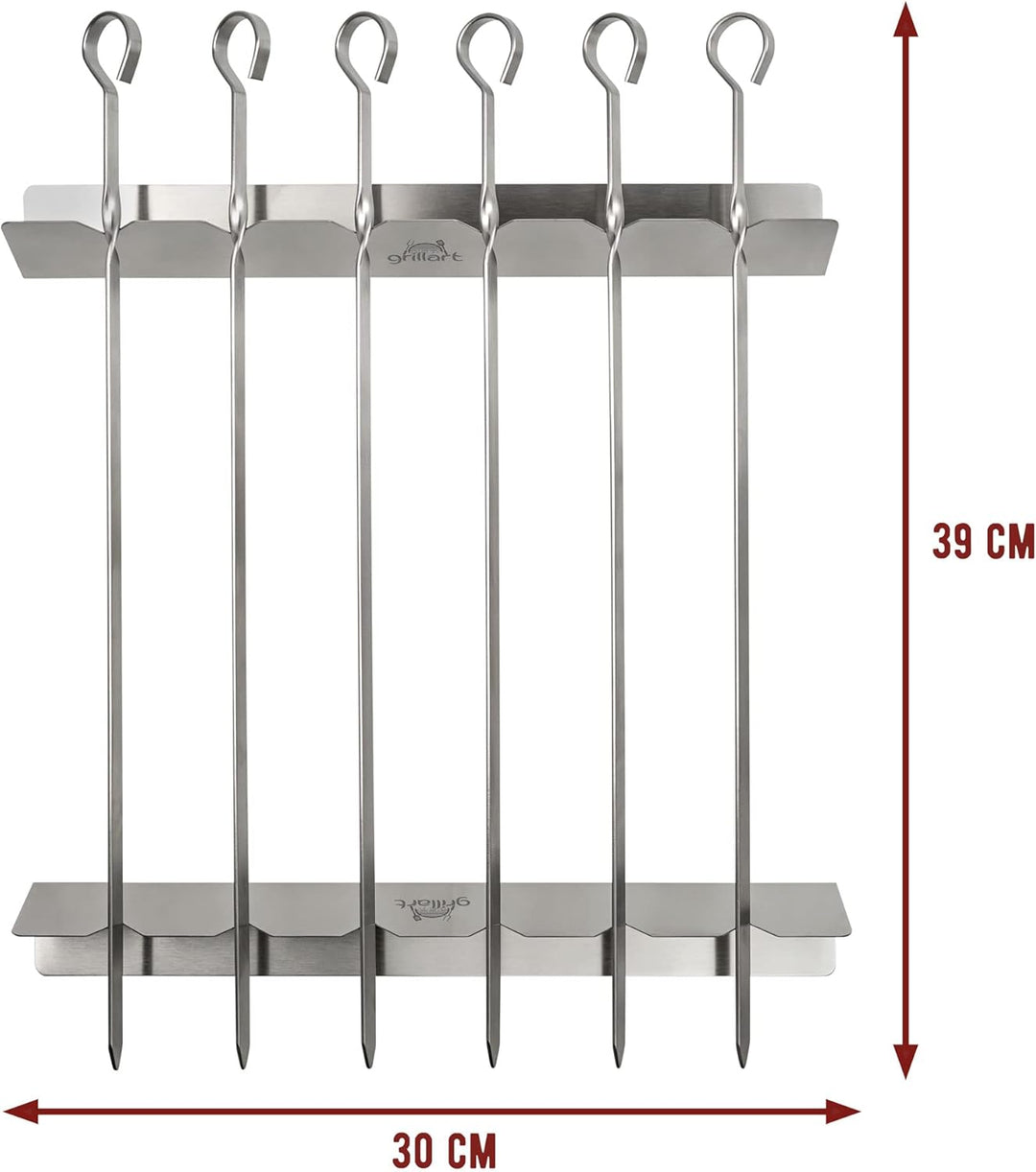 grillart® Premium Schaschlickspiesse aus Edelstahl mit Gestell – Hochwertige Grillspiesse für den Gr