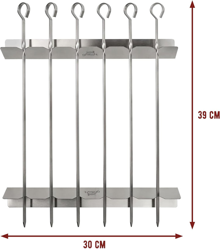 grillart® Premium Schaschlickspiesse aus Edelstahl mit Gestell – Hochwertige Grillspiesse für den Gr