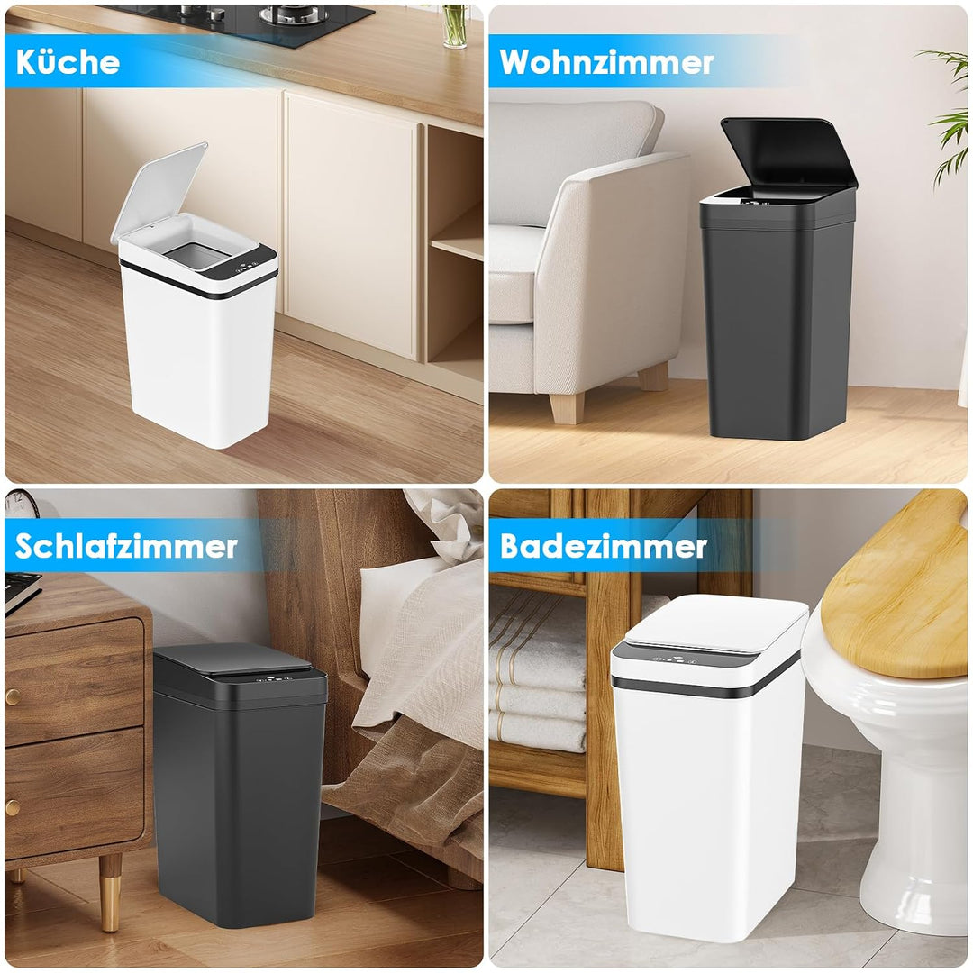 Dreamhigh® 2er Set Mülleimer mit Sensor, 12L Elektrischer Mülleimer mit Automatischem Deckel, Smart