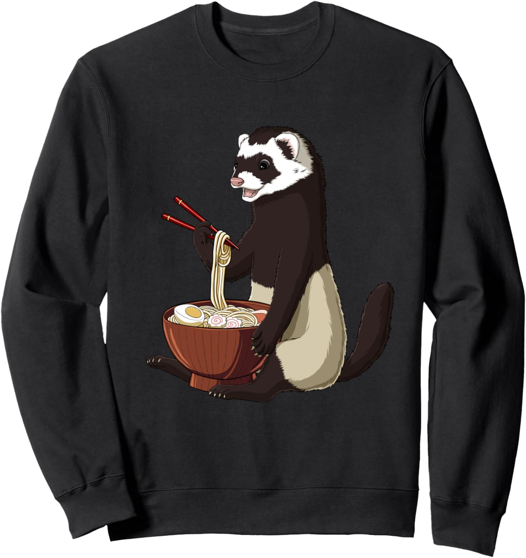 Lustiges Japan Anime Ramen Nudeln Frettchen Sweatshirt