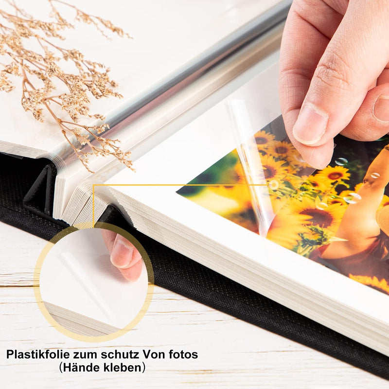 Lanpn Fotoalbum Selbstklebend Einkleben Scrapbook, Leinen Gross Weisse Seiten Fotobuch zum Selbstges