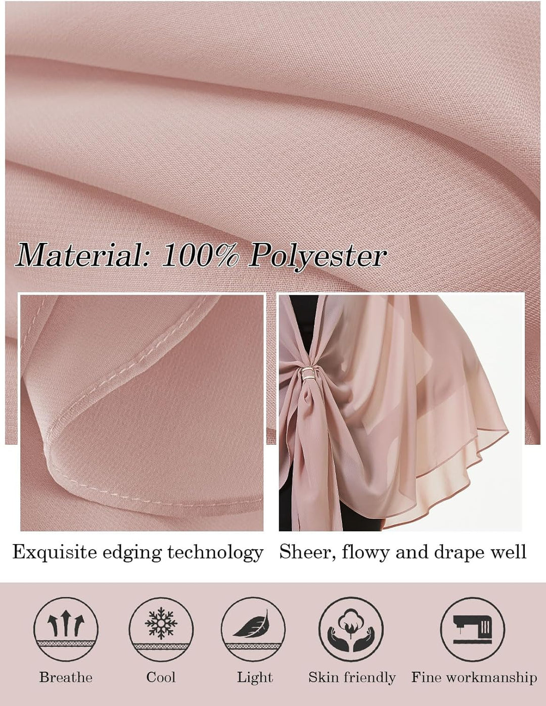 BEAUTELICATE Damen Chiffon Schal Stola Elegante Bolero Leichter Sommerjacke Braut Schal für Brautkle