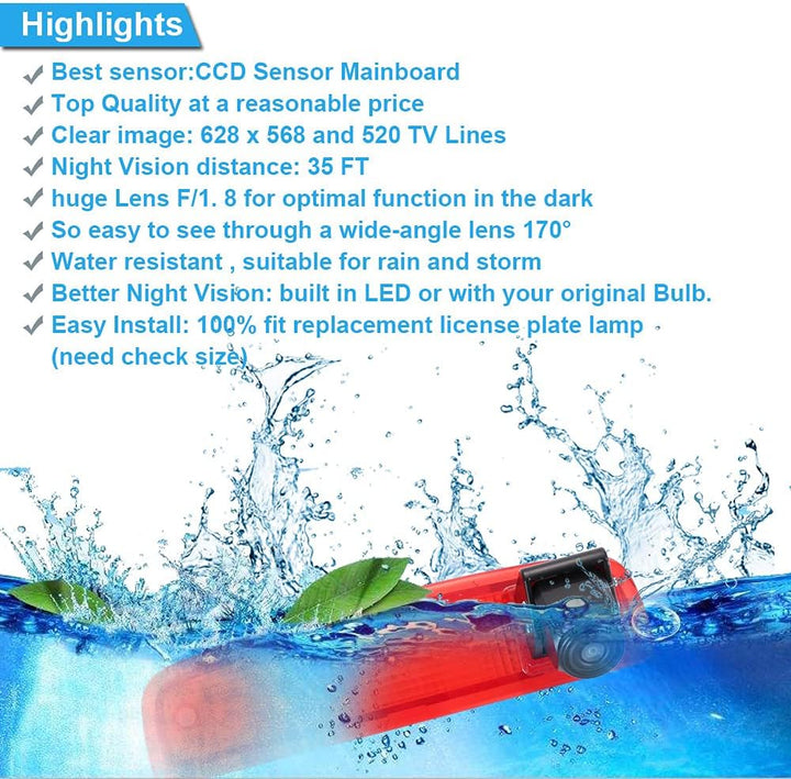 「12mm Objektiv CMOS Rückfahrkamera+ 4.3 Zoll Auto Rückspiegel」Auto 3.Bremsleuchte Dach Rückfahrkamer