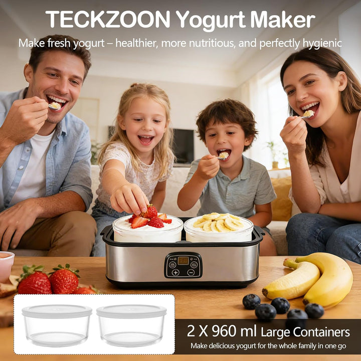 Joghurtbereiter 2L, Joghurt Machine, Digitale Joghurtmaschine aus Edelstahl, Automatischer Joghurt M