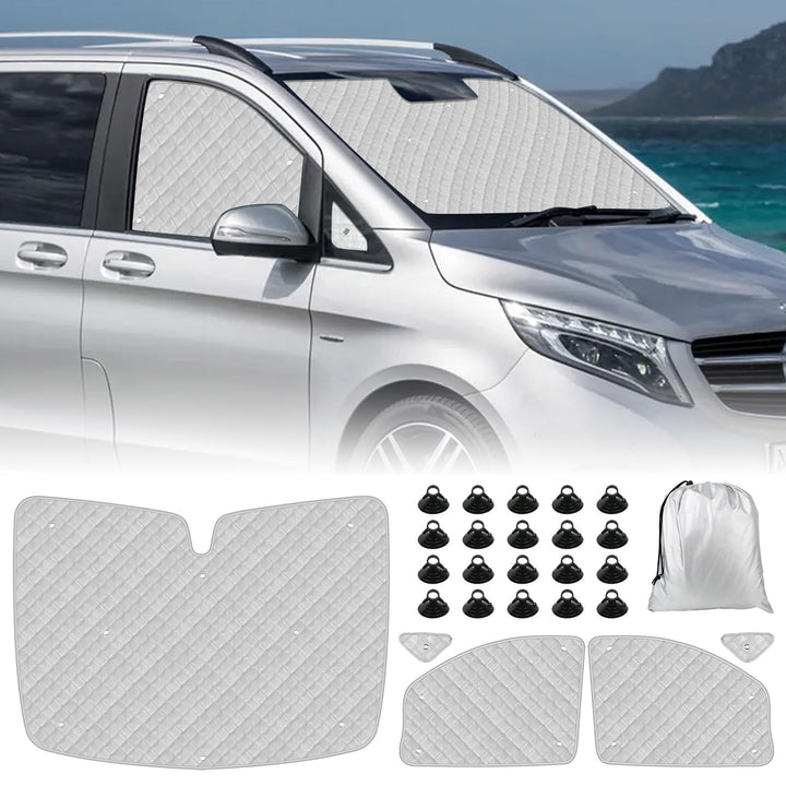 Thermomatte Fahrerhaus Innen Kompatibel mit 2003-2014 Mercedes-Benz VITO II W639/Viano, 7PCS Faltbar