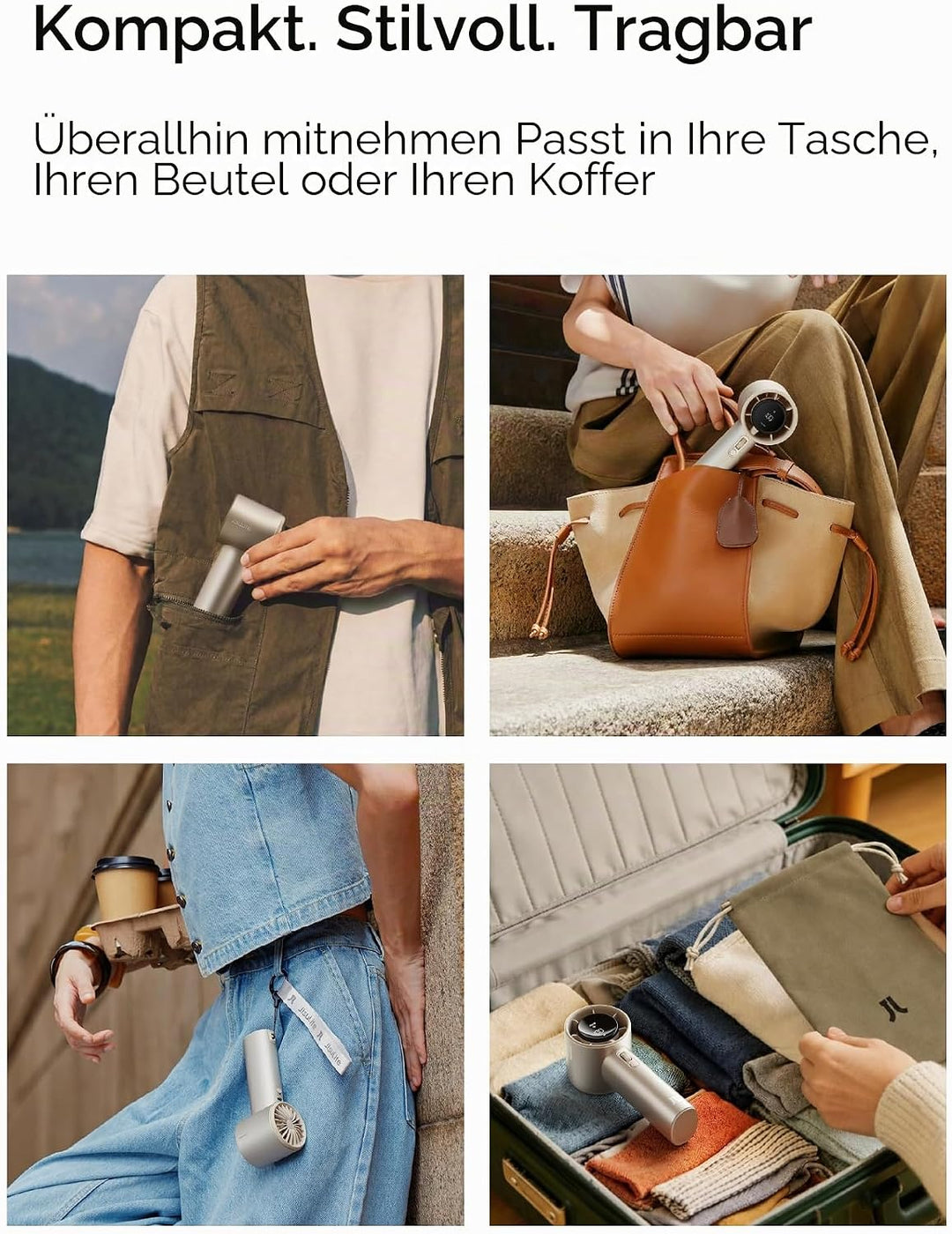 JISULIFE Tragbarer Handventilator,Turbo Mini Ventilator Einstellbare Geschwindigkeit(1-100),Wiederau