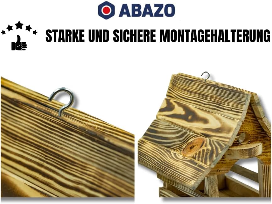 Vögelhaus, Vogelhaus, Futterhaus, Futterhäuschen, handgefertigt gebranntes Holz klein, 23cm x 25cm x