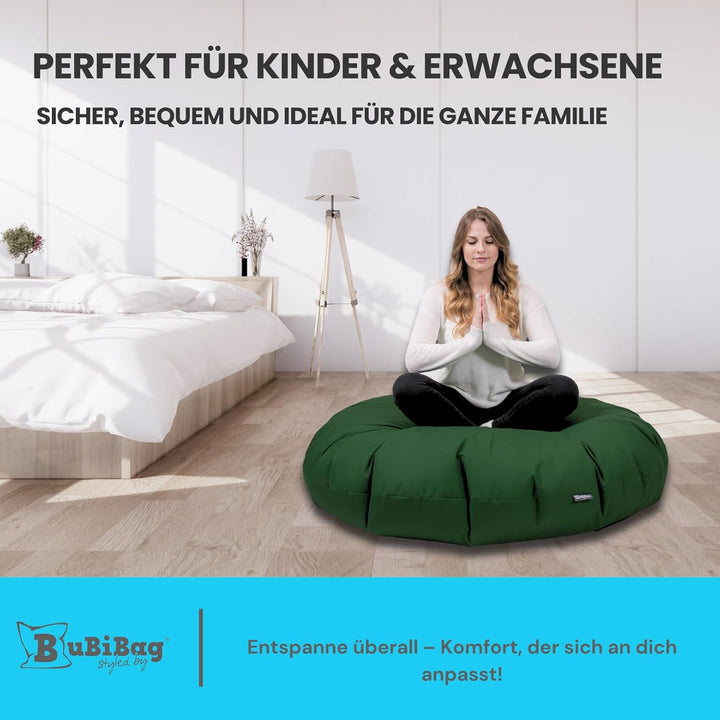 BuBiBag 2in1 Sitzsack L - XXL mit Füllung für Kinder &amp; Erwachsene, Gaming Beanbag &amp; Bodenkissen für