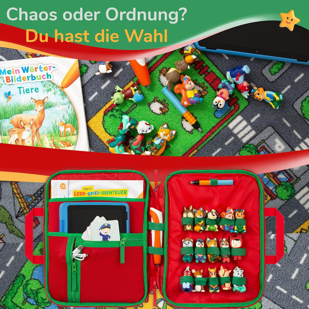 GRINSEZWERGE Tasche für Edurino & Tonie Figuren, TipToi Stift und Kinder Tablet | Sammel-Mäppchen mi
