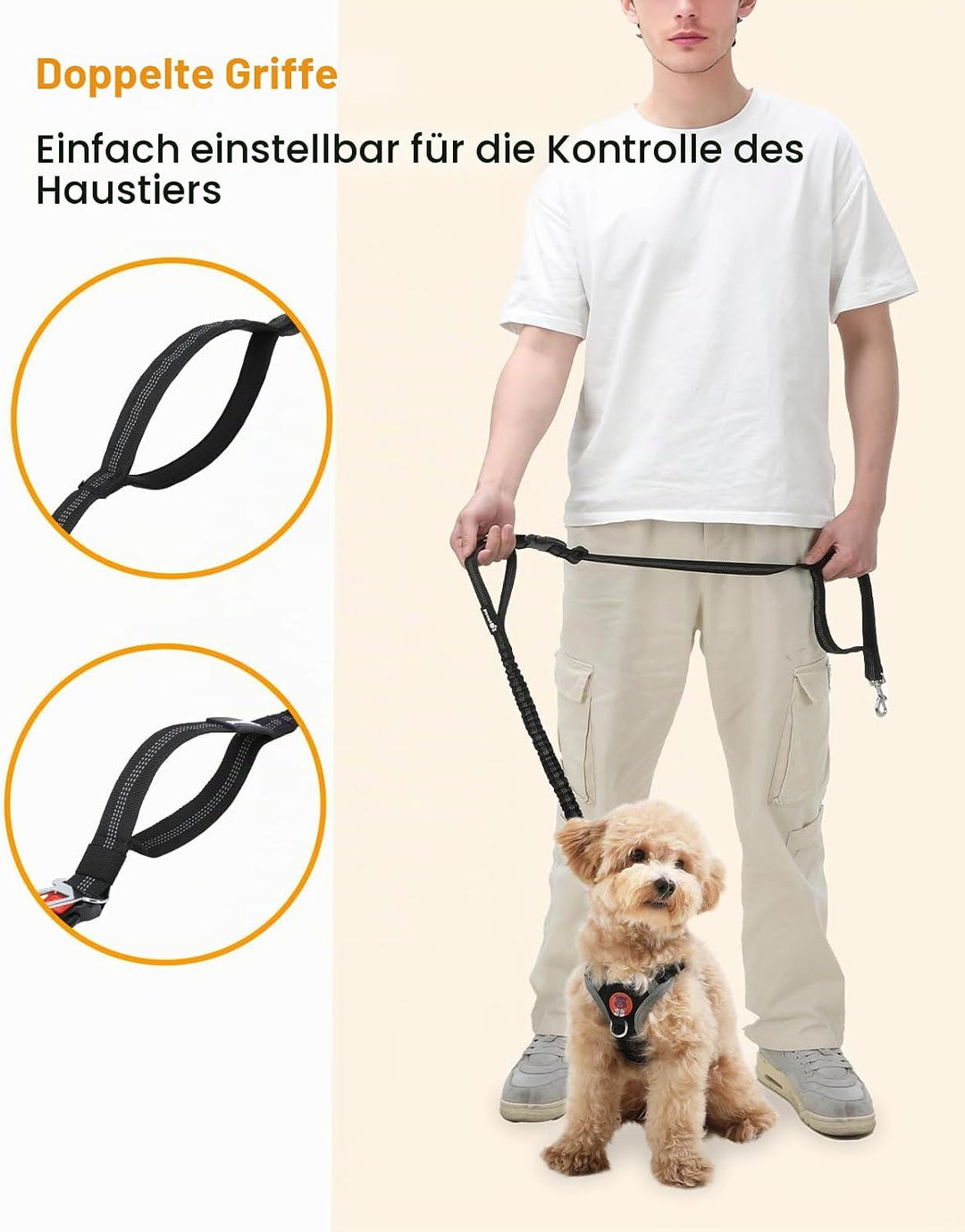 pecute Joggingleine Hunde mit Bauchgurt, Laufgürtel Hundeleine für Grosse und Mittelgrosse Hunde, Le