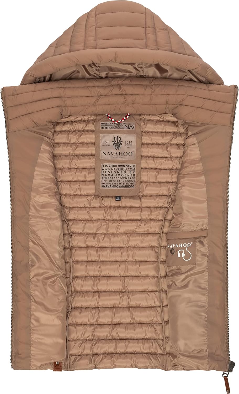 Navahoo Damen Übergangsjacke leichte Steppweste mit Abnehmbarer Kapuze Shadaa XS-3XL XS Taupe Grey,