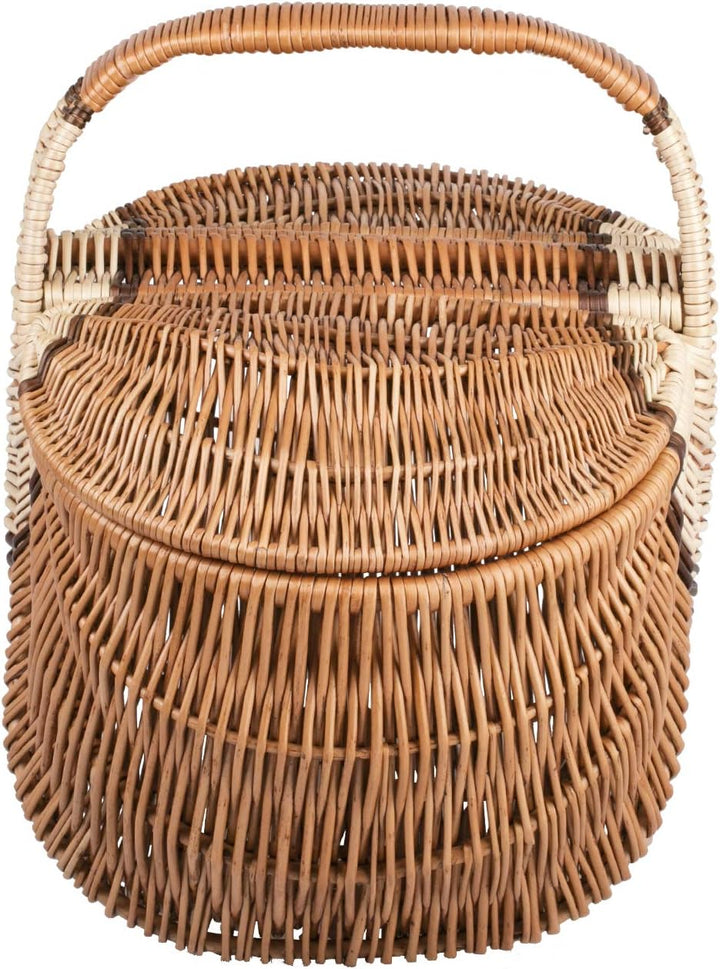 e-wicker24 Alles aus Weide Picknickkorb aus Weide Weidenkorb mit dem Deckel grosser Aufbewahrungskor