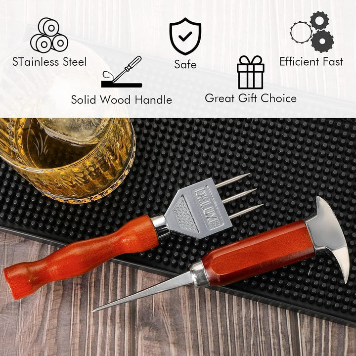 Eisspiess-Set mit 5,1 cm und 17,2 cm Edelstahl-Eiszerkleinerer mit Holzgriff, japanischer Stil, idea