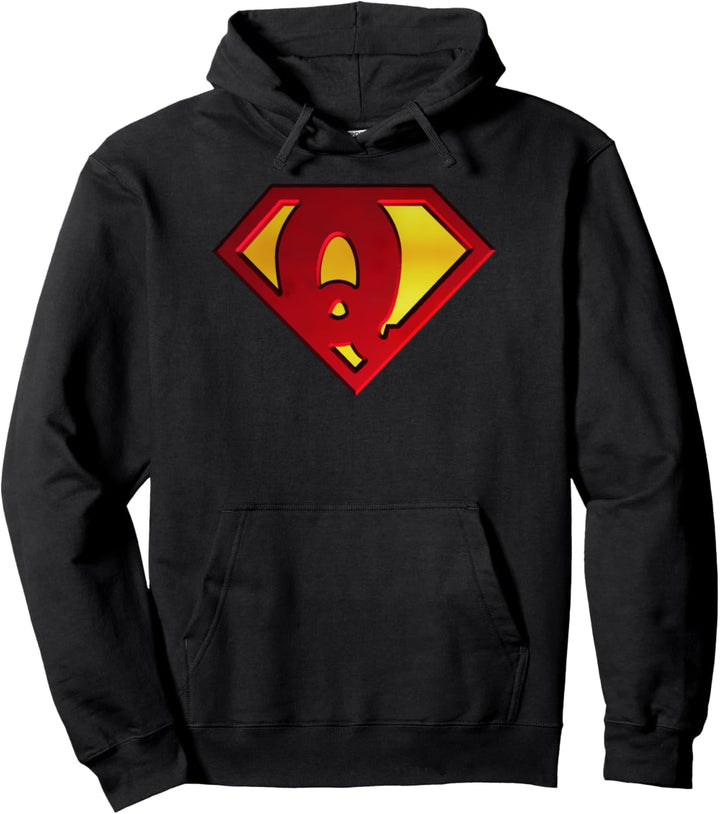 Lustiges Superhelden-T-Shirt, Buchstabe Q Name, Geschenk Pullover Hoodie
