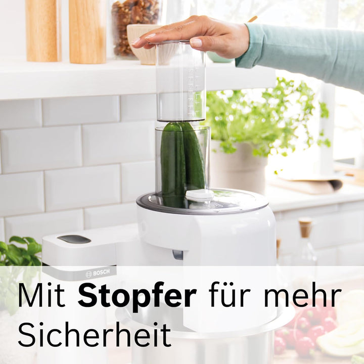 Bosch Zubehör-Set VeggieLove MUZ5VL1, Durchlaufschnitzler inklusive 5 Scheiben (Schneid-Wende-Scheib