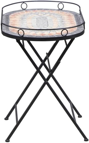 Siena Garden Serviertisch Prato, 68x41x60cm, Gestell: Stahl, pulverbeschichtet in schwarz matt, Fläc