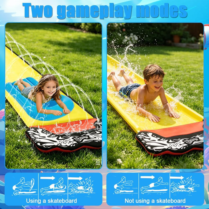 15.75ft/480cm Wasserrutsche Garten für Kinder, mit 2 Bodyboards, Wasserrutsche mit Sprinkler Sommer