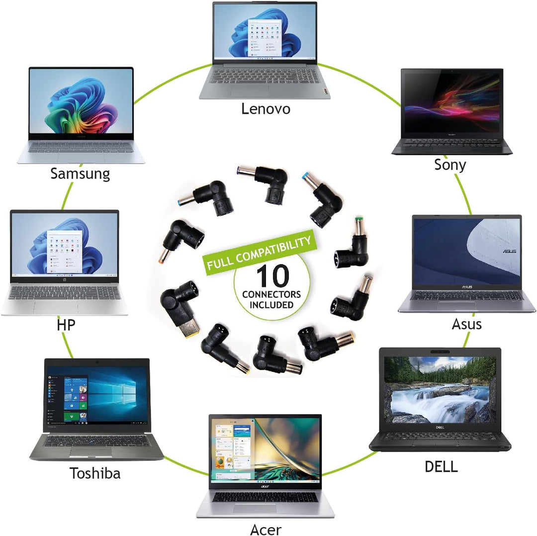Tecnoware Universal-Ladegerät 95W für Notebook - Netzteil für PC mit 10 Steckverbindern kompatibel m
