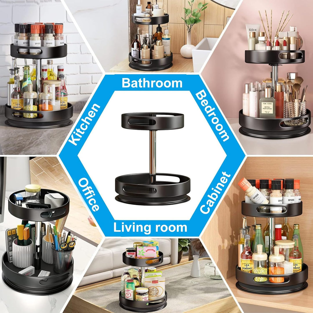 Lazy Susan Organizer, 2/3 Etagen 360° Drehbares Gewürzregal, Kohlenstoffstahl Drehteller Gewürzhalte