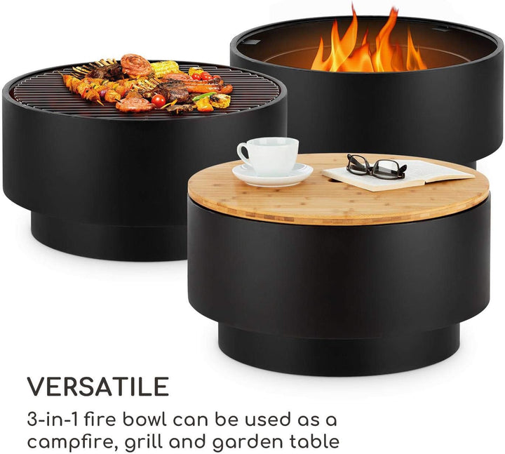 blumfeldt Pompeji Feuerschale & Grill, Feuertonne, verchromter Grillrost, Feuerschale: Ø 60 cm, Gril