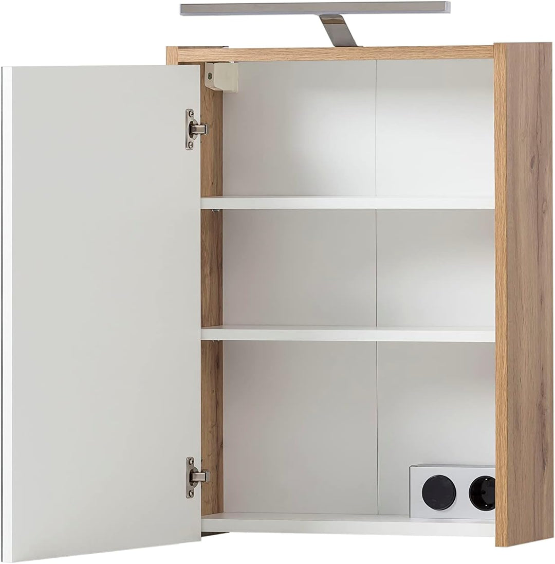 Schildmeyer Carlos Spiegelschrank, Holzwerkstoff, Eiche Landhaus Dekor, 43,5 cm Eiche Landhaus Dekor