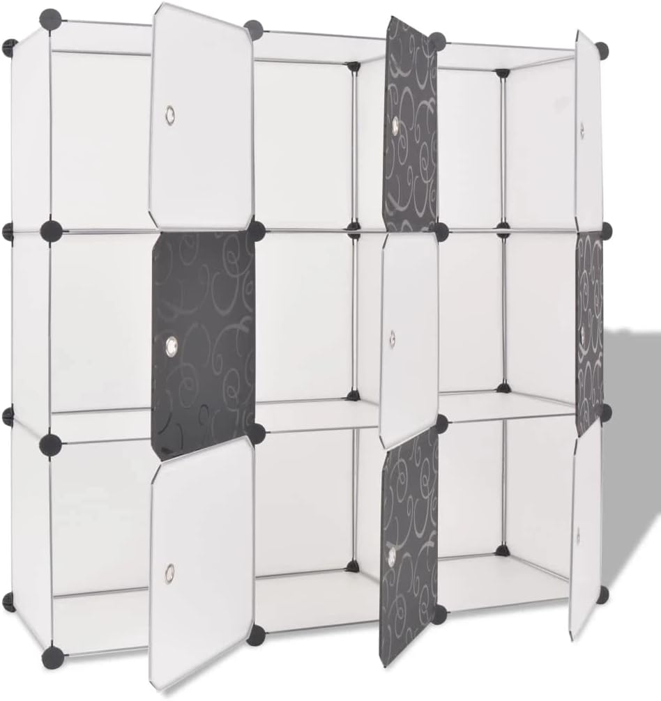 vidaXL Würfelregal 9 Fächer Bücherregal Raumteiler Standregal Wandregal Regal Schwarz und Weiss, Sch