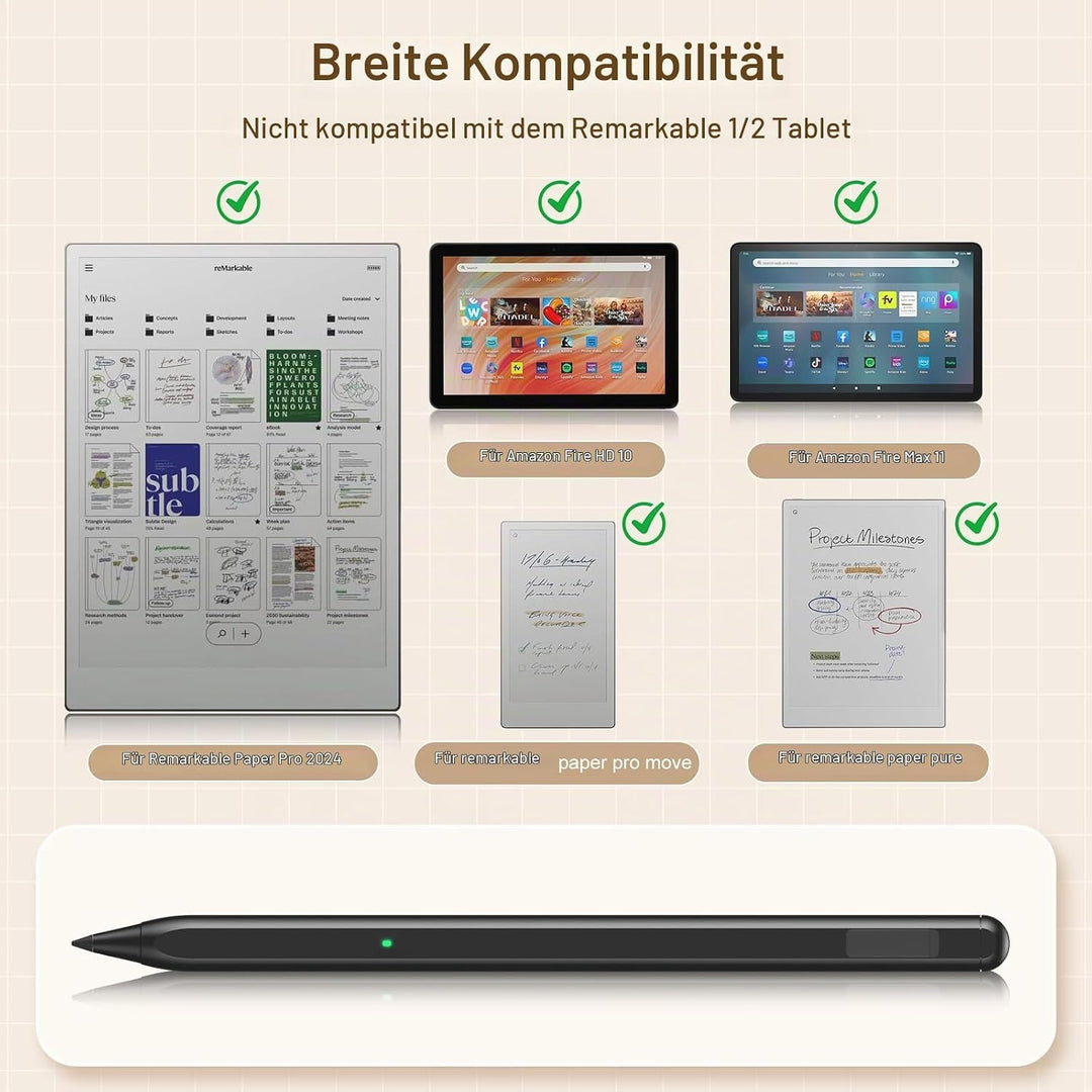 TiMOVO Magnetischer Stylus Stift Kompatibel mit Remarkable Paper Pro/Pro Move Stift mit Radiergummi,