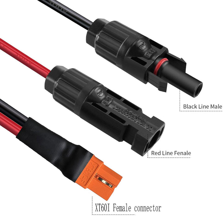 ZkeeShop Solar auf XT60i 1.5M Kabel 10AWG XT60I-F Solarkabel 6mm2 Verlängerungskabel Kompatibel für