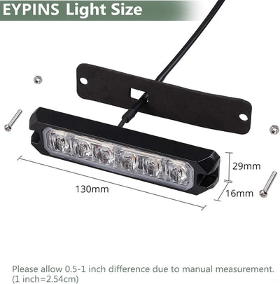 EYPINS 4X 6 LED Frontblitzer, 24W IP65 Blinklicht Warnlicht Warnleuchte Notfall Warnung Achtung Blit