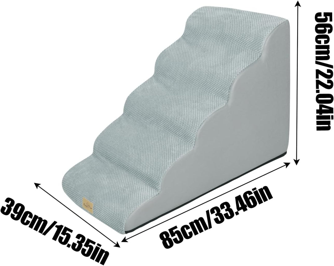 BingoPaw Haustiertreppe Hundetreppe 5 Stufen: Hundetreppe 56 cm Hoch Hunderampe für Bett und Sofa, B