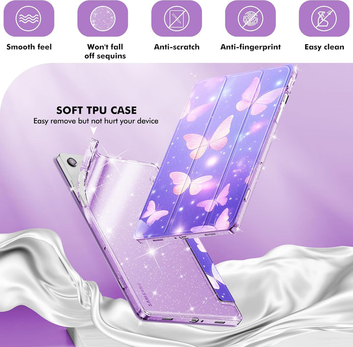 INFILAND Hülle für Samsung Galaxy Tab A11+/A9+11 Zoll (2023/2025),Glitzernde Schutzhülle mit funkeln