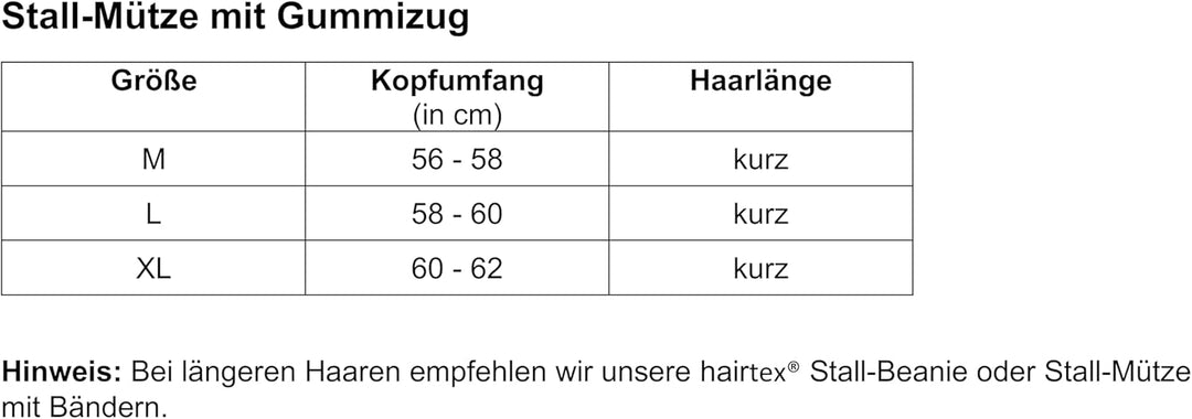 hairtex Stall-Mütze mit Gummizug - Schützt vor Gerüchen - Wasserresistent, Schmutzabweisend, Atmungs