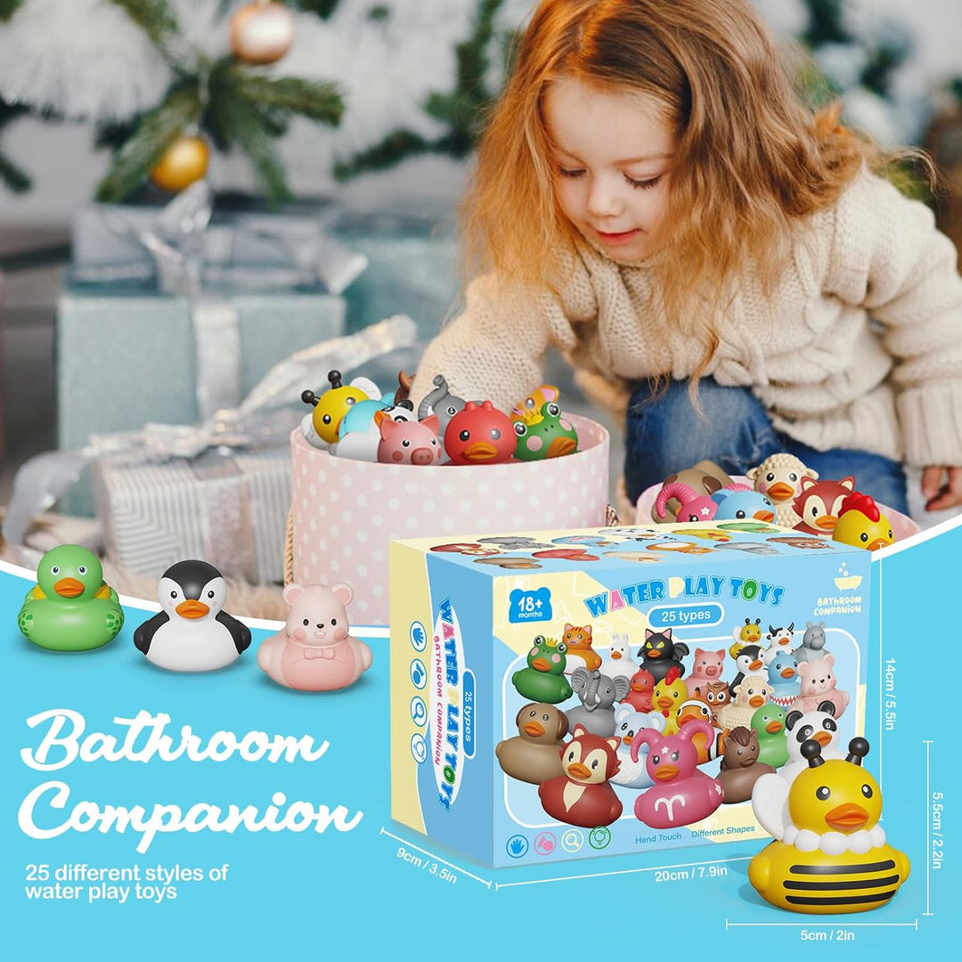 25er Set Badeente Baby Gummiente Badewannenspielzeug ohne Löcher Badespielzeug Weiches, schwimmendes