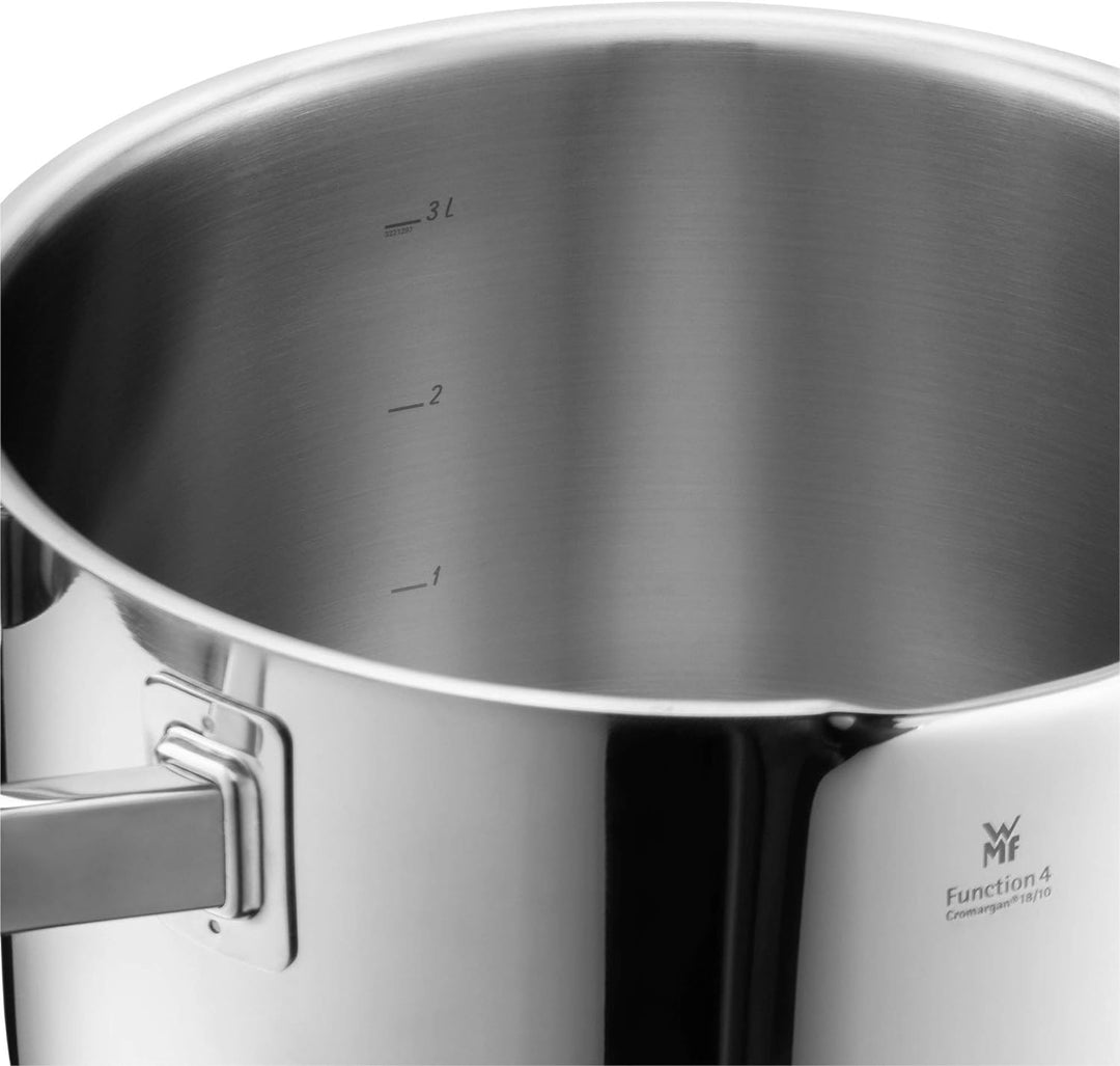 WMF Function 4 Gemüse- Suppentopf Induktion 20cm, Glasdeckel, Kochtopf gross 5,3l, Cromargan Edelsta