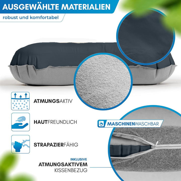 NORDMUT® Campingkissen aufblasbar [SoftSleep+] Komfortables Kissen Ultraleicht mit kleinem Packmass
