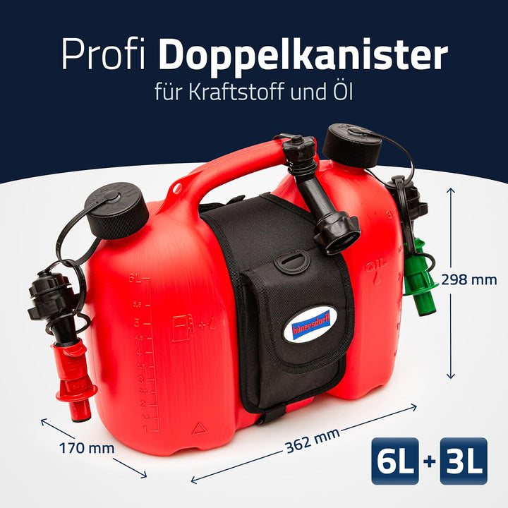 hünersdorff 805062 PROFI Doppelkanister / Kombikanister für Kraftstoff und Öl mit Satteltasche und z