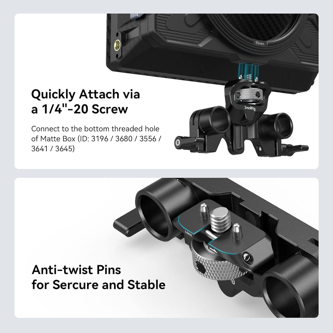 SMALLRIG 15mm LWS Rod Support, Verstellbares und Verdrehsicheres Design, Kompatibel mit SMALLRIG 319