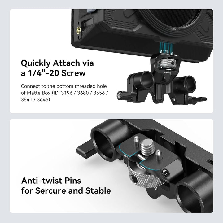 SMALLRIG 15mm LWS Rod Support, Verstellbares und Verdrehsicheres Design, Kompatibel mit SMALLRIG 319