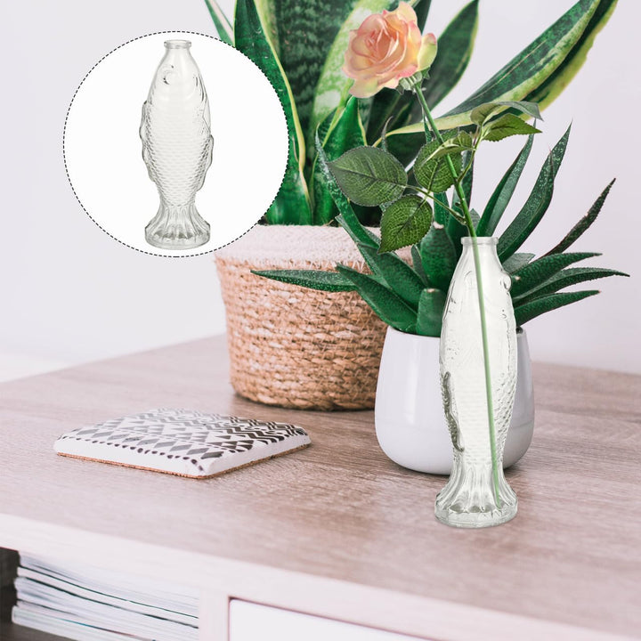 Homoyoyo 2Pcs Klare Fischförmige Fischblume Flasche Fisch Fischglasfischflasche Vase: Glasblume