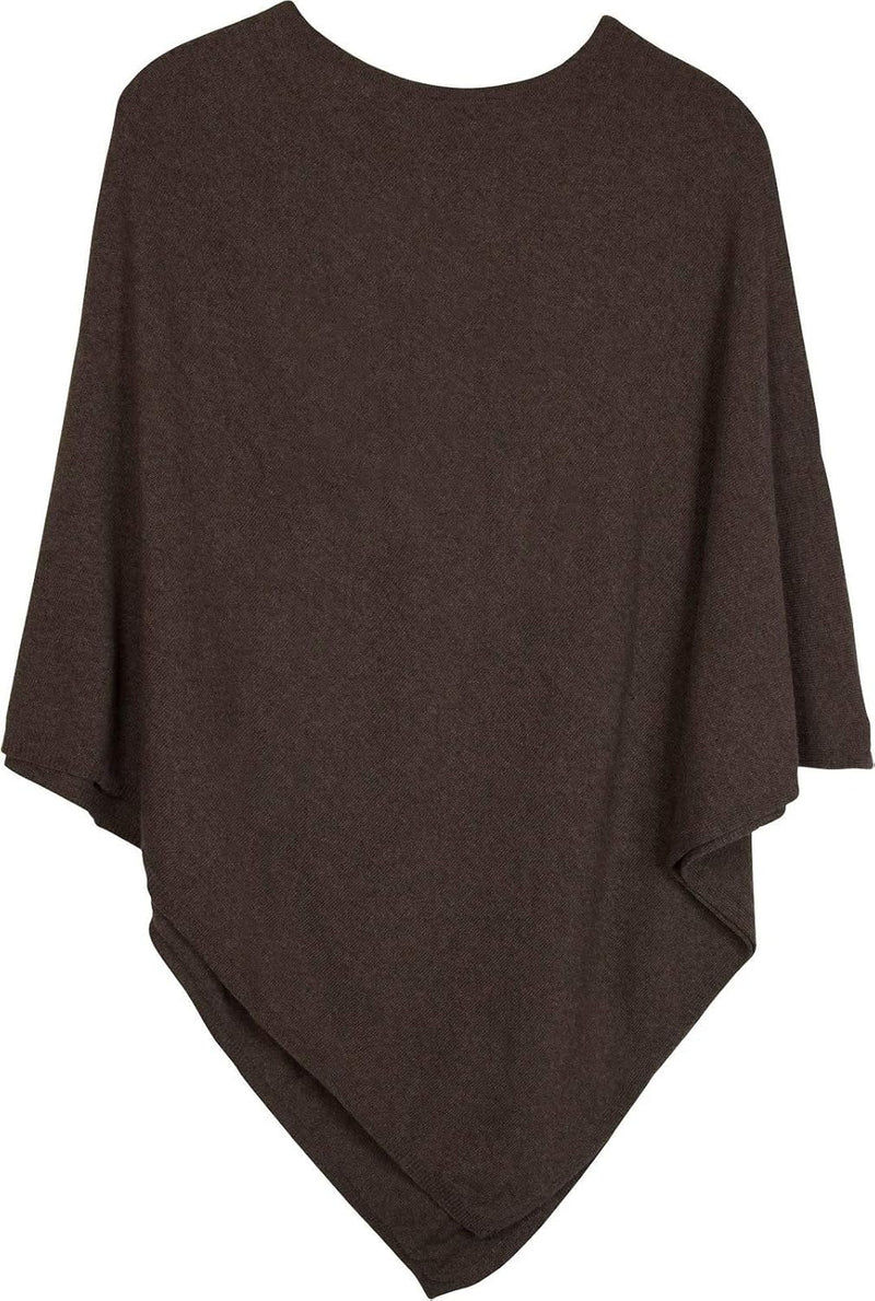 styleBREAKER Damen Feinstrick Poncho in Unifarben, leicht asymmetrischer Schnitt, Ärmellos, Rundhals