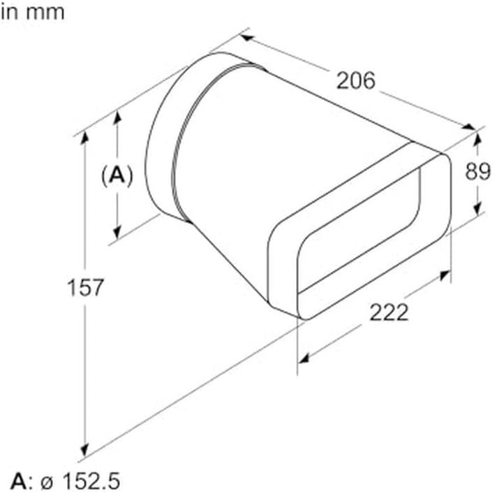 Bosch HEZ9VDSI0 Zubehör für Kochfelder mit Dunstabzug, Adapterrohrstück rund-flach, Ø 15 cm Durchmes