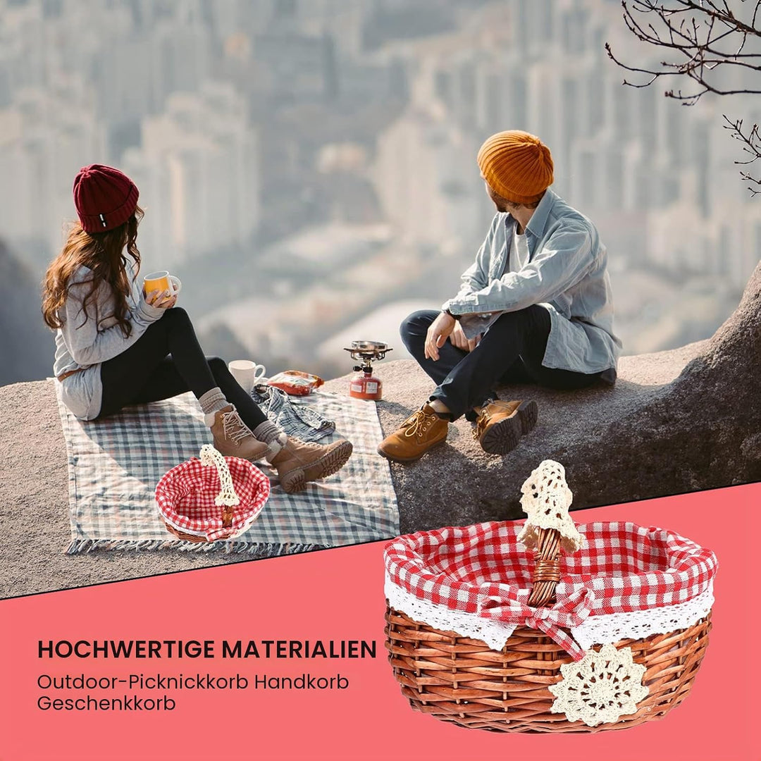 Generic Picknickkorb für Kinder, geflochten, Weidenkorb, Geschenkkorb, Osterkorb mit Griffen, Korb f