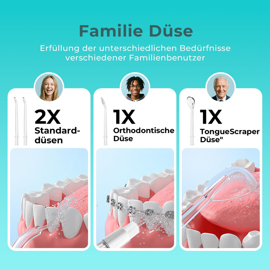 Bezvoi Munddusche Kabellos Water Flosser Zahnreinigung : LED-Anzeige 5 Modi Zahndusche &amp; 6 Düsen, IP