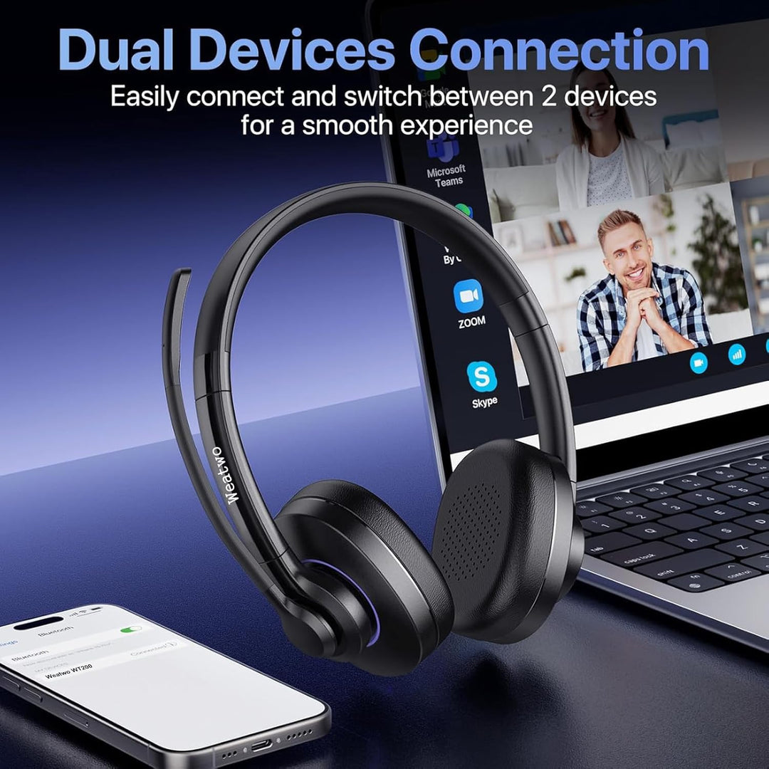 Bluetooth Headset Mit CVC8.0 Und ENC Dual Mikrofon Noise Cancelling, Wireless PC Mit Mikrofon, 30+ S