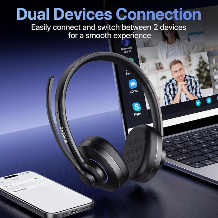 Bluetooth Headset Mit CVC8.0 Und ENC Dual Mikrofon Noise Cancelling, Wireless PC Mit Mikrofon, 30+ S