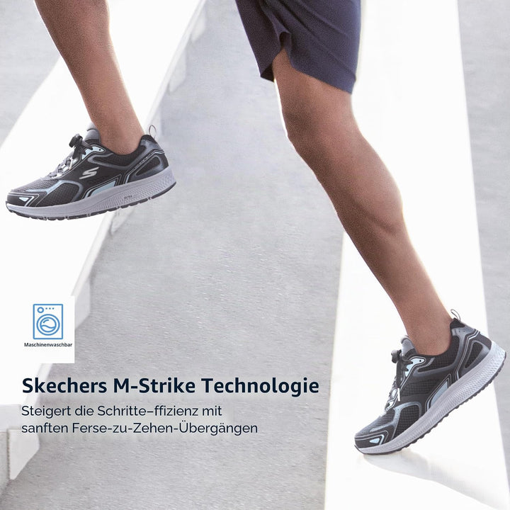 Skechers Herren Go Run Consistent Sneaker 43 EU Black Leather Synthetic Gray Trim, 43 EU Black Leath