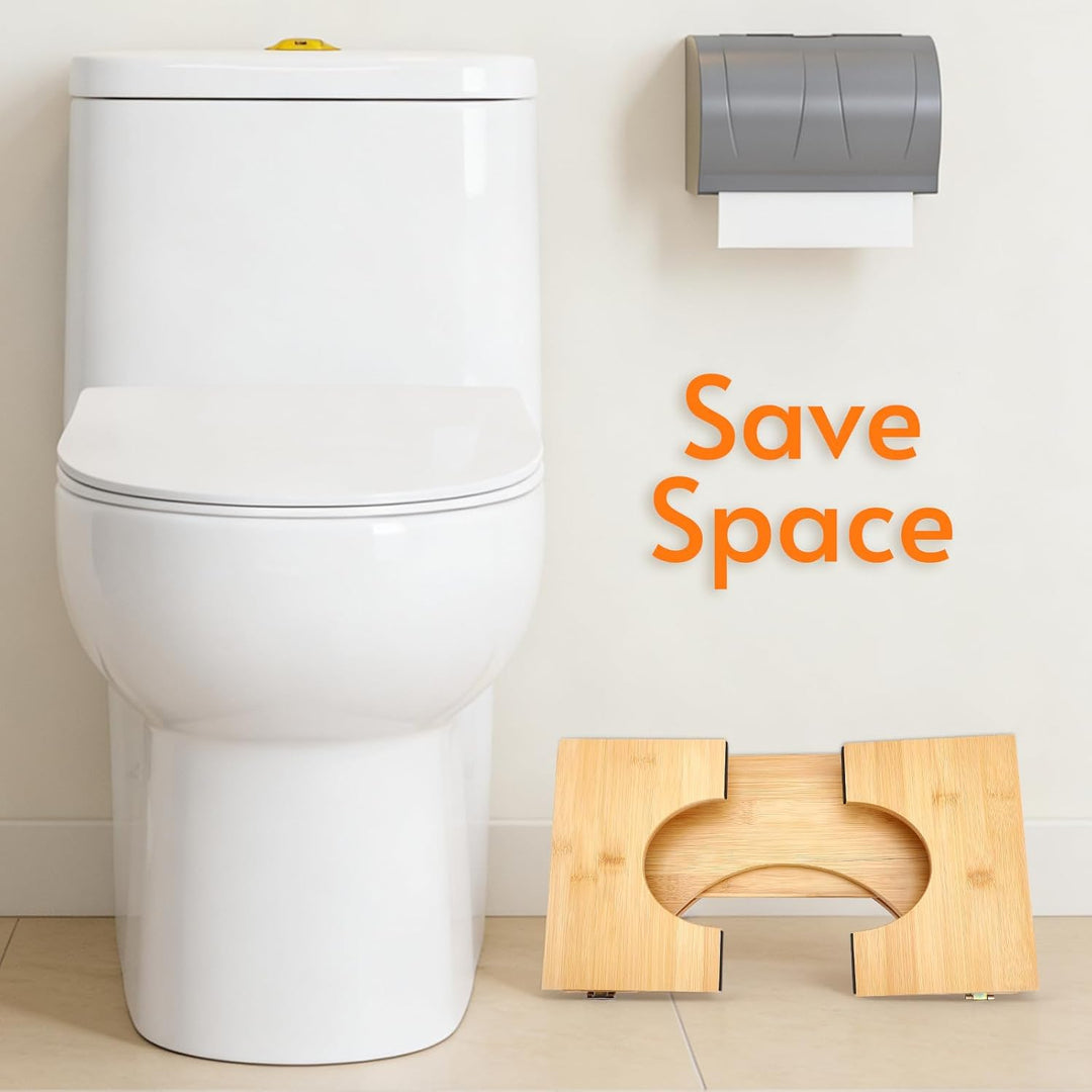 Klappbar Toilettenhocker aus Bambus,Toilettenhocker Erwachsene mit 4-stufige Winkelverstellung,Rutsc