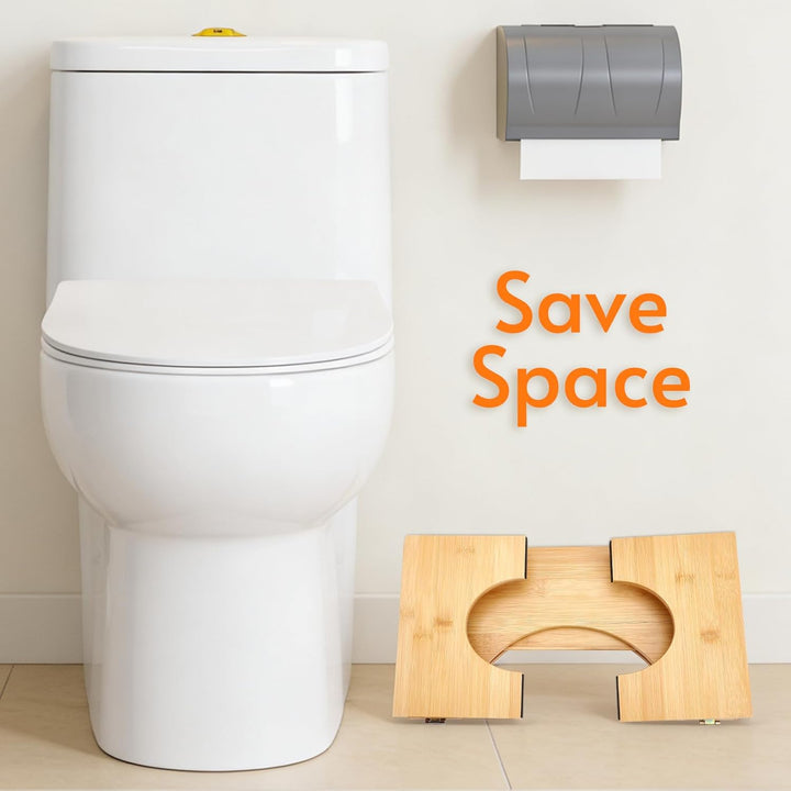 Klappbar Toilettenhocker aus Bambus,Toilettenhocker Erwachsene mit 4-stufige Winkelverstellung,Rutsc